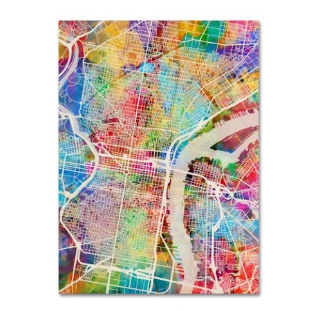 Michael Tompsett 'Philadelphia Pennsylvania Street Map' Canvas Art,24x32